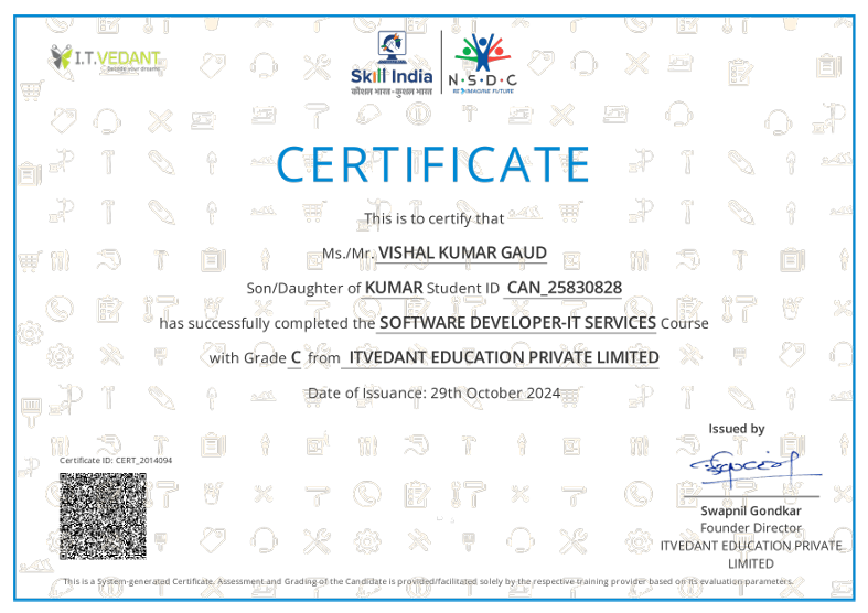 Certificates - Vishal Gaud